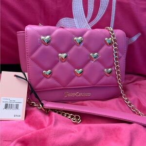 Juicy Couture Pink Heart-Studded Crossbody Bag